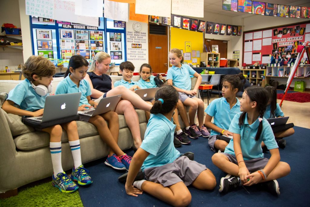 Children having fun in a classroom.